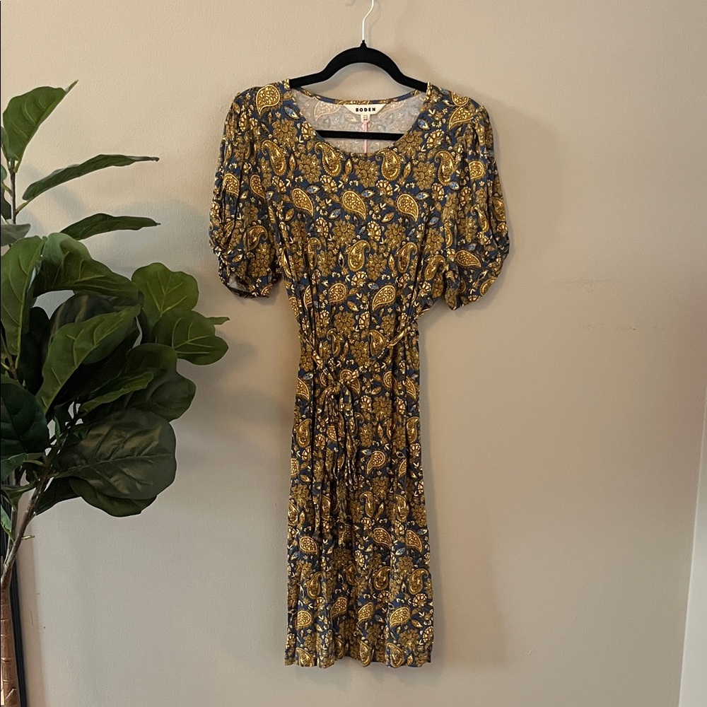 Boden Floral Paisley Puff Sleeve Dress